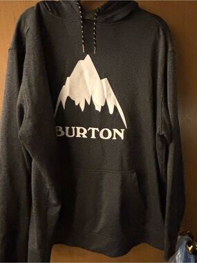 Burton Black Pullover Hoodie with White Mountain Logo